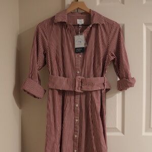 Crown & Ivy Red Striped Long Sleeve Dress